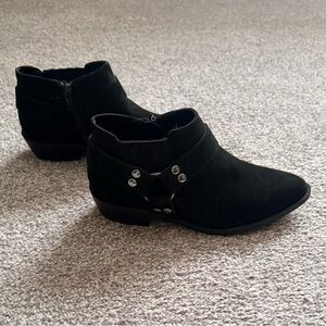 Chic Black Ankle Booties with Metallic Details